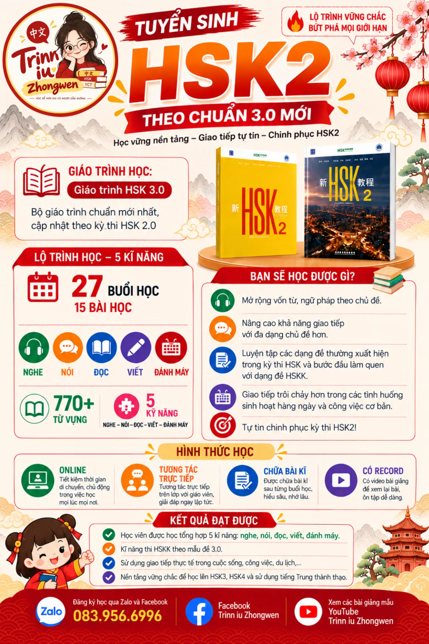 Nhấn để xem poster kích thước lớn Poster lộ trình khóa học HSK 2 chuẩn 3.0