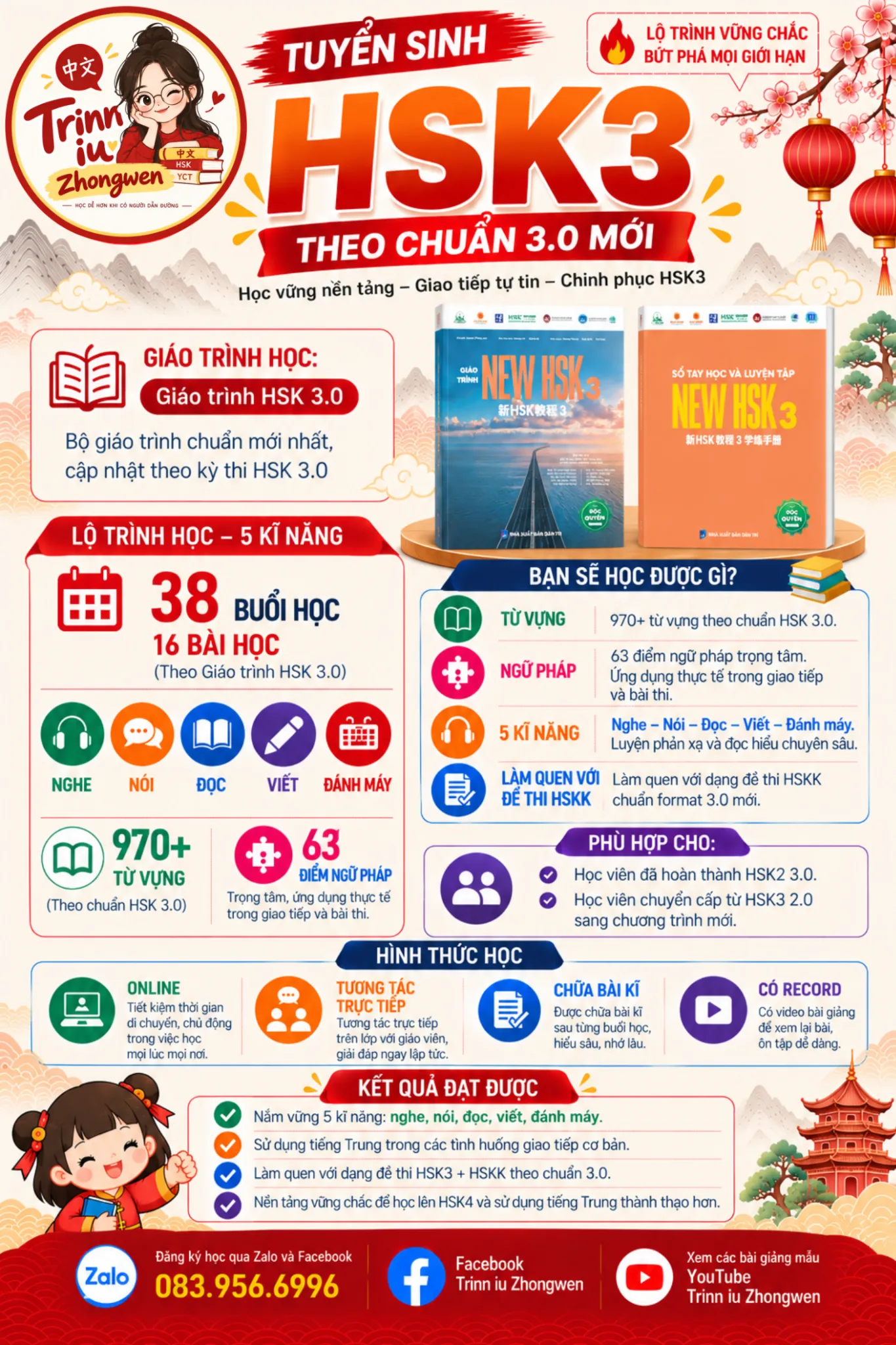 Nhấn để xem poster kích thước lớn Poster lộ trình khóa học HSK 3 chuẩn 3.0